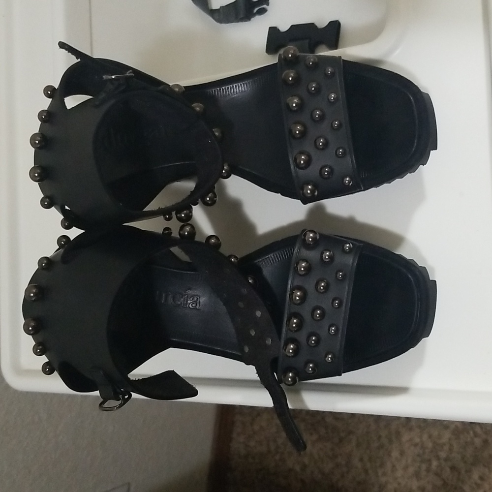 Pedro Garcia Black Studded Platform Sandals